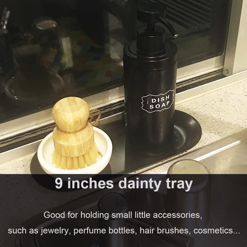 Fermus Stainless Steel Decorative Tray  Set of 2  9 Inch Long  Jewelry Dish Cosmetics Organizer Bathroom Clutter Serving Platter Small Storage Tray  Oval  Matte Black - Image 5